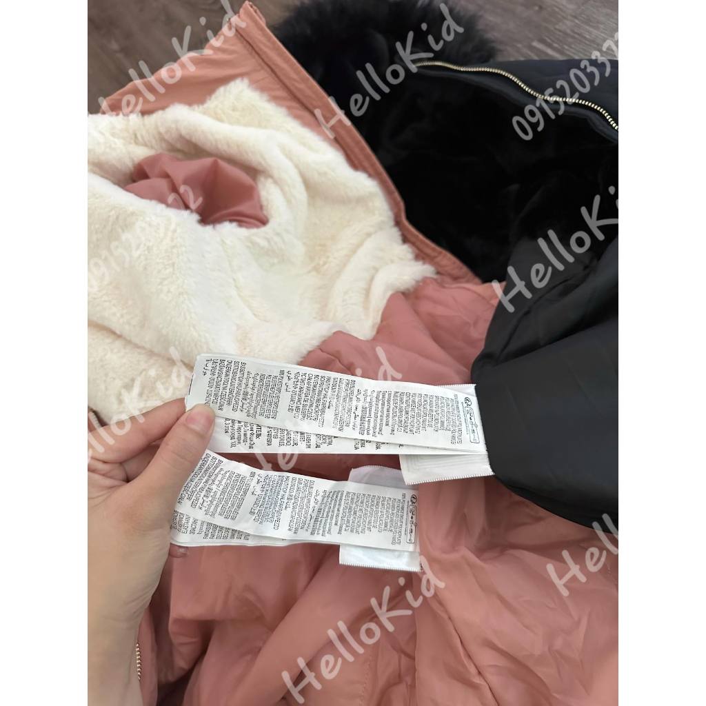 Áo parka phao lót lông thỏ kiabi bé gái