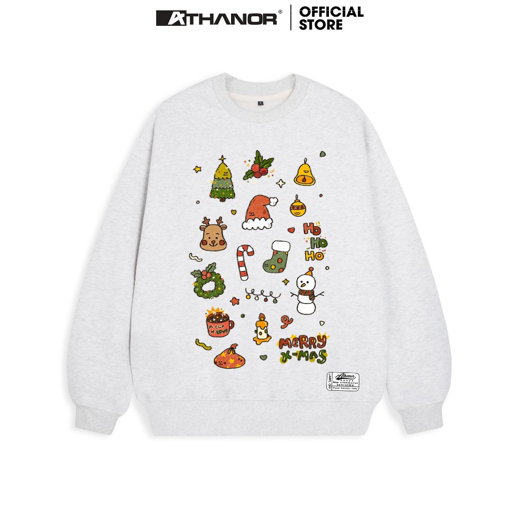 Áo Sweater ATHANOR Local Brand Form Rộng 2 Lớp Tay Dài Nỉ Bông Cotton Mẫu NOEL 1