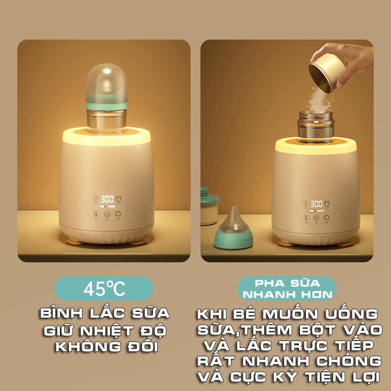 Máy Hâm Sữa Goodtolike Chế Độ Giữ Ấm Nhiệt Độ Không Đổi - Máy Lắc Sữa Tự Động Chống Vón Cục Kết Hợp Đèn Ngủ Thông Minh