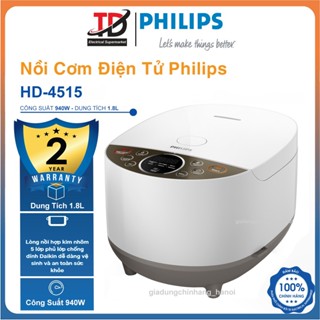 Nồi Cơm Điện Tử Philips HD4515, Lòng Nồi 5 Lớp Vân Đá - Công Suất 1070W - Dung Tích 1.8L - Bảo Hành Chính Hãng 2 Năm