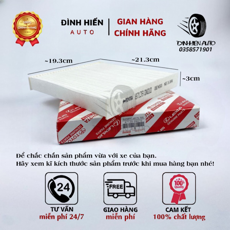 Lọc gió điều hòa, máy lạnh Vios, Innova, Fortuner, Veloz, Altis, Yaris, Camry, Raize (Mã: 8713906080/871390N010)