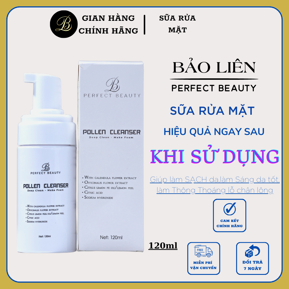 Sữa rửa mặt sủi bọt POLLEN CLEANSER 120ml giúp làm sạch da nhanh chóng