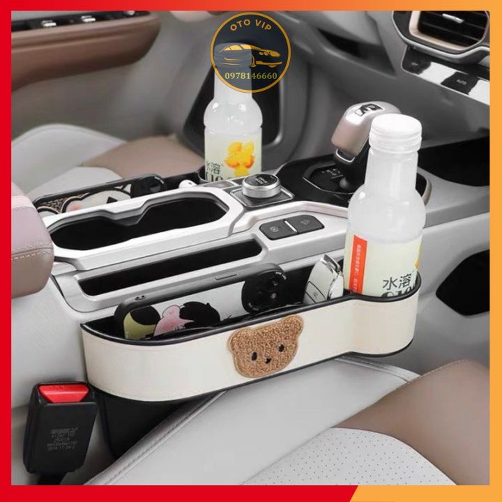 Khay Để Đồ Cao cấp Hình gấu cài khe ghế - chia ngăn khoa học, để đồ đạc, nước uống, điện thoại cực kì tiện ích