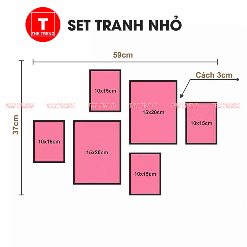 Bộ 6 tranh tóc nam, tranh dán tường trang trí tiệm tóc nam, tranh dán tường, Xưởng tranh The Trend