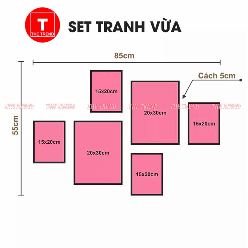 Bộ 6 tranh tóc nam, tranh dán tường trang trí tiệm tóc nam, tranh dán tường, Xưởng tranh The Trend