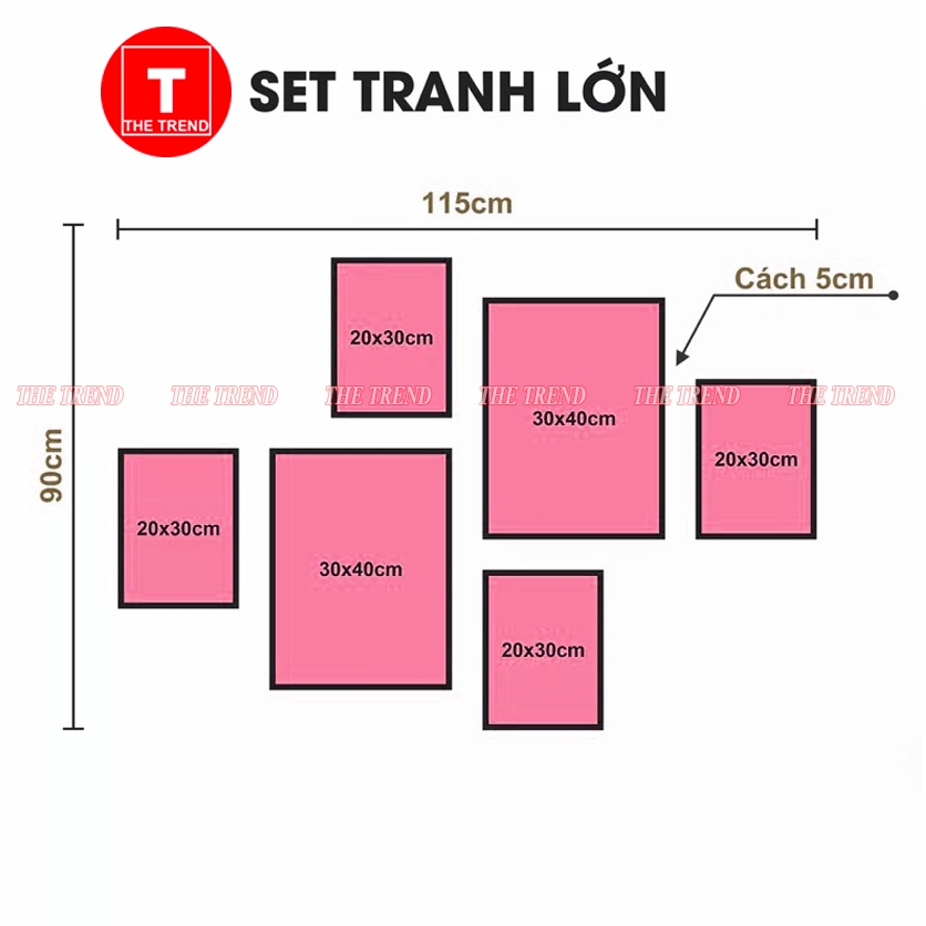 Bộ 6 tranh tóc nam, tranh dán tường trang trí tiệm tóc nam, tranh dán tường, Xưởng tranh The Trend