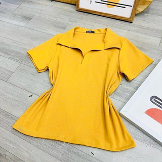 Áo Thun Cổ Bẻ nữ dáng ôm cổ polo Có Size Chuẩn Phom dáng dài style cá tính cho nàng chuppy