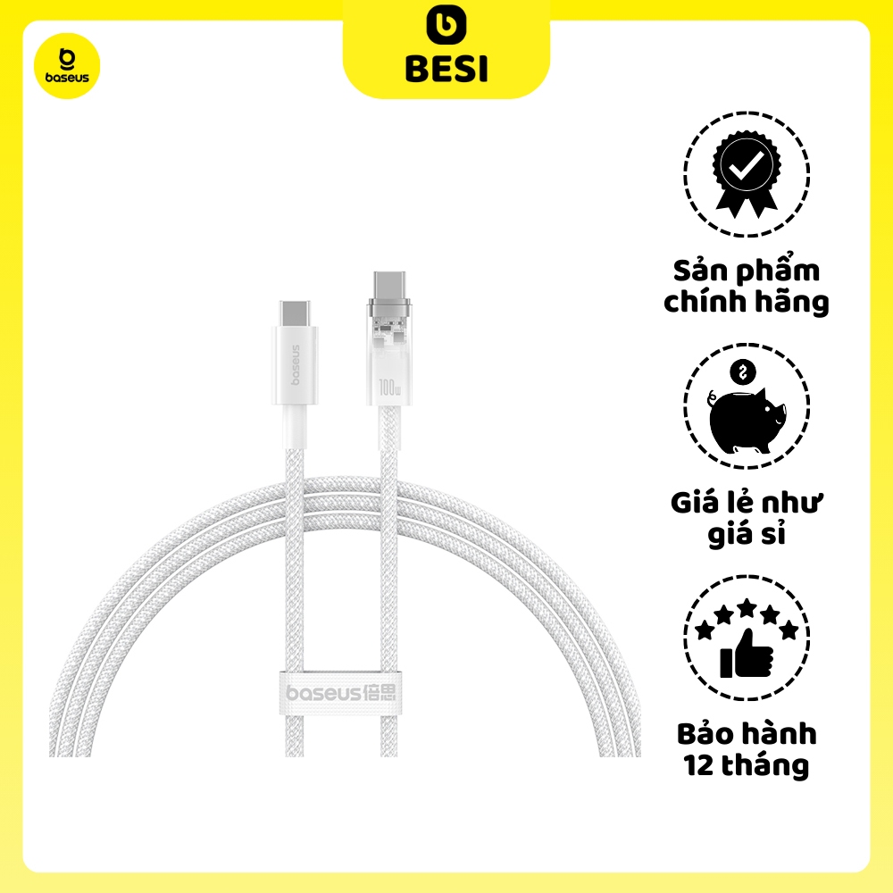 Cáp Sạc Nhanh Baseus Explorer Series Fast Charging Cable with Smart Temperature Control Type-C to Type-C 100W