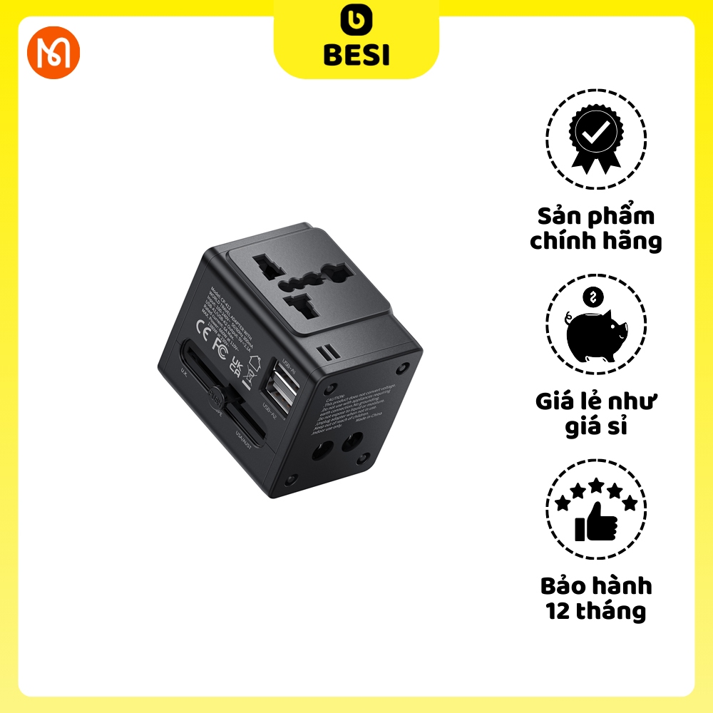 Cốc Sạc Kiêm Phích Cắm Chuyển Đổi Đa Năng Mcdodo 2.1A Fast Charging Universal Travel Adapter
