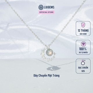 Dây Chuyền Bạc Nữ 925 Liugems Mặt Trăng Mix Đá Tự Nhiên Mang Phong Cách Ngọt Ngào Dễ Thương Thanh Lịch DC31