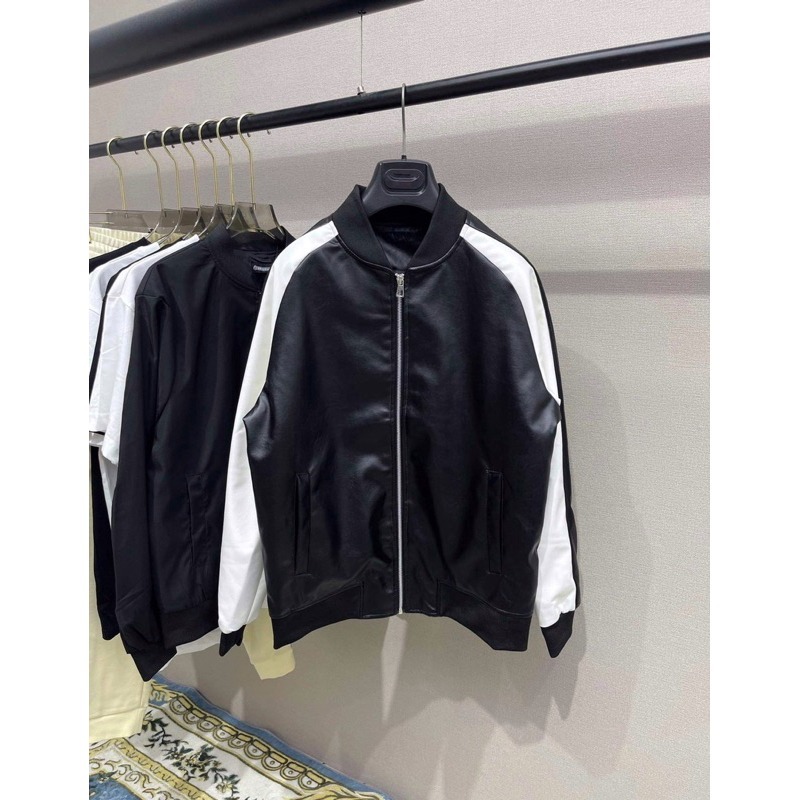 Áo Khoác Bomber Nam Đôn Chề Level Thêu Hình ngôi Sao Sau Áo Siêu Đẹp - Áo Khoác Bomber Nam Đôn Chề Phối Màu Cao Cấp