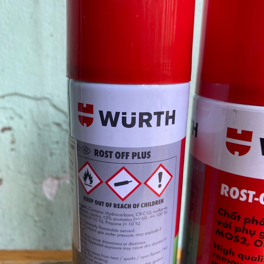 Chai tẩy rỉ sét, phá rỉ sét Wurth Đức chai 400ml và 300ml: chai này phá rỉ sét mạnh dùng trong ô tô xe máy...