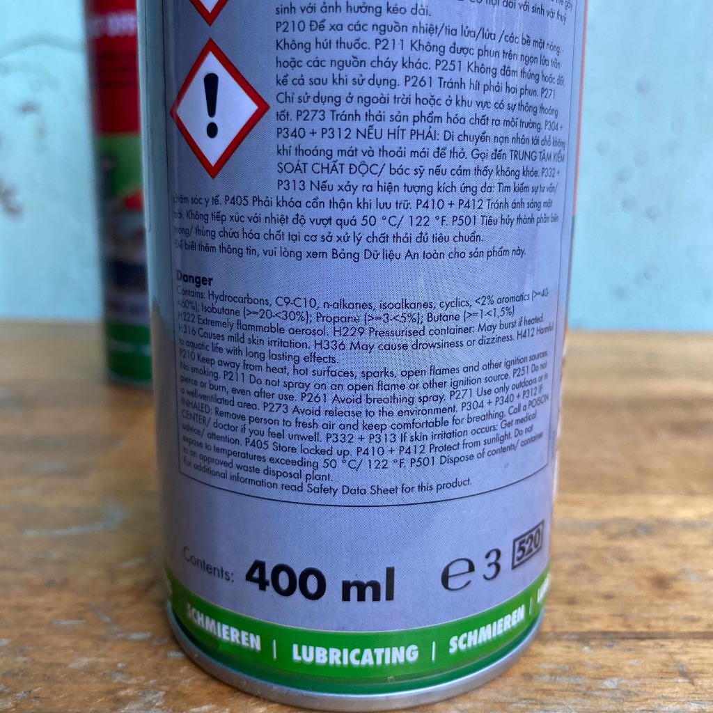 Chai tẩy rỉ sét, phá rỉ sét Wurth Đức chai 400ml và 300ml: chai này phá rỉ sét mạnh dùng trong ô tô xe máy...