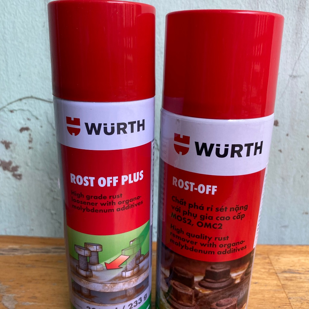 Chai tẩy rỉ sét, phá rỉ sét Wurth Đức chai 400ml và 300ml: chai này phá rỉ sét mạnh dùng trong ô tô xe máy...