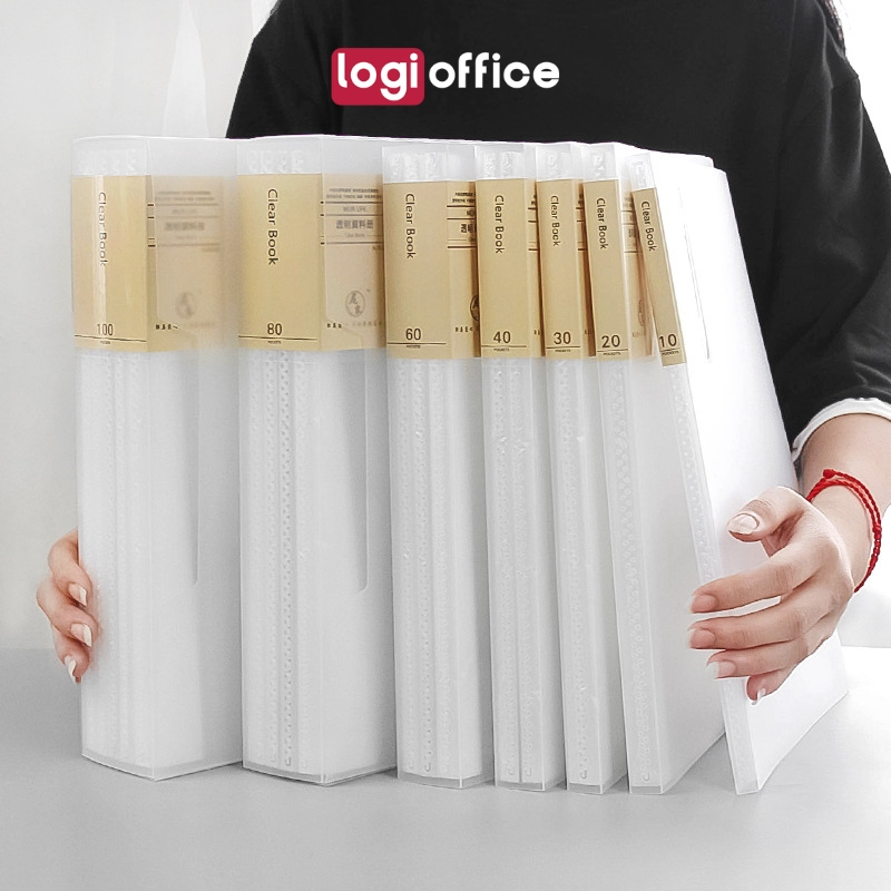 File đựng tài liệu trong suốt A4 LOGi, nhiều ngăn 20, 30, 40, 60, 80, 100 trang, file lá, tệp đựng tài liệu F65