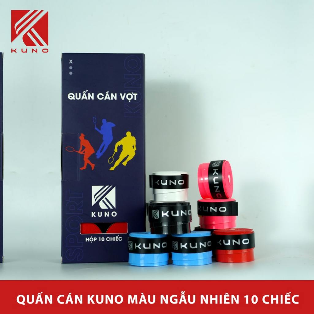 Băng Quấn Cán Vợt Cầu Lông KUNO Chính Hãng, Mỏng Cảm Vợt Tốt, Bề Mặt Mịn, Hộp 10 Chiếc