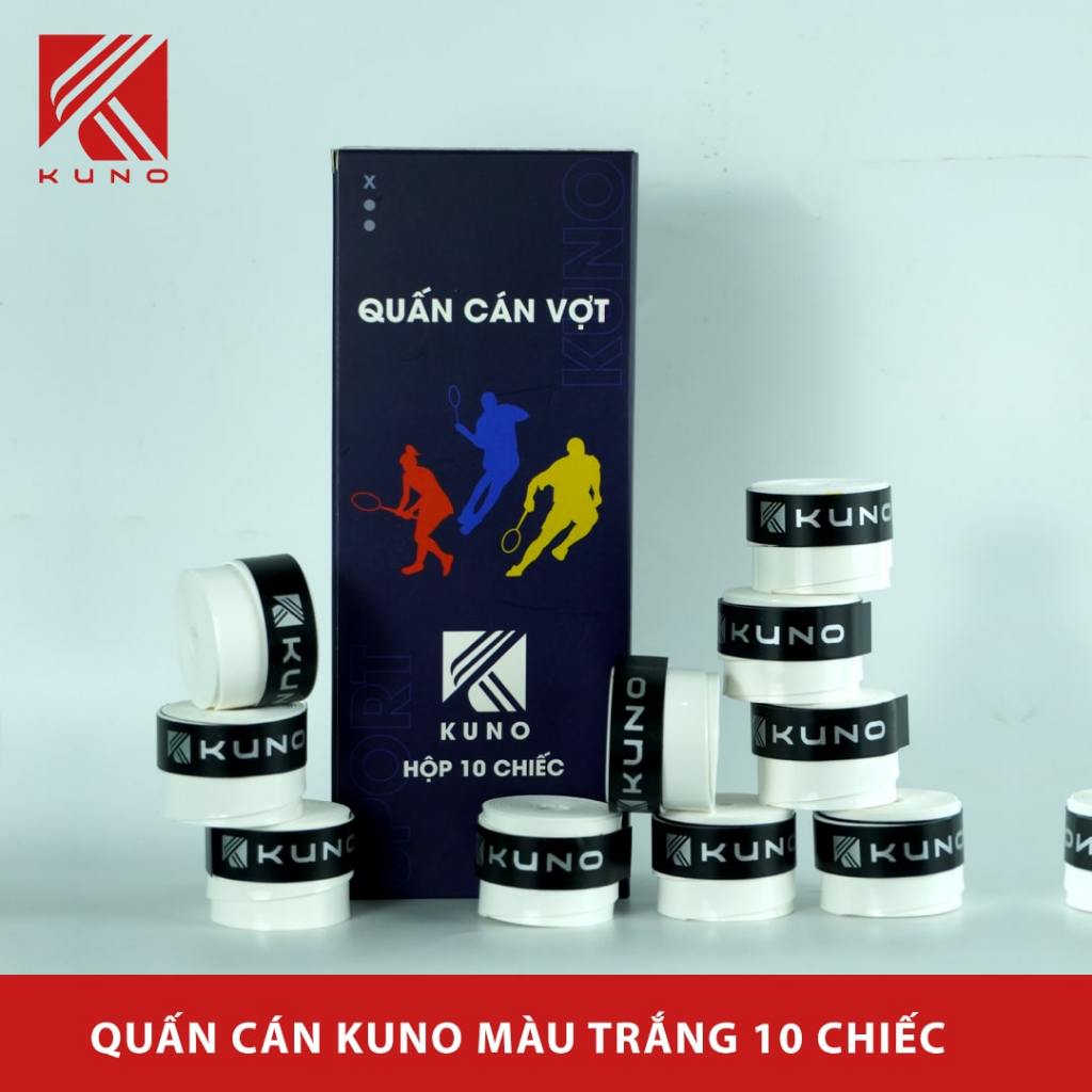 Băng Quấn Cán Vợt Cầu Lông KUNO Chính Hãng, Mỏng Cảm Vợt Tốt, Bề Mặt Mịn, Hộp 10 Chiếc