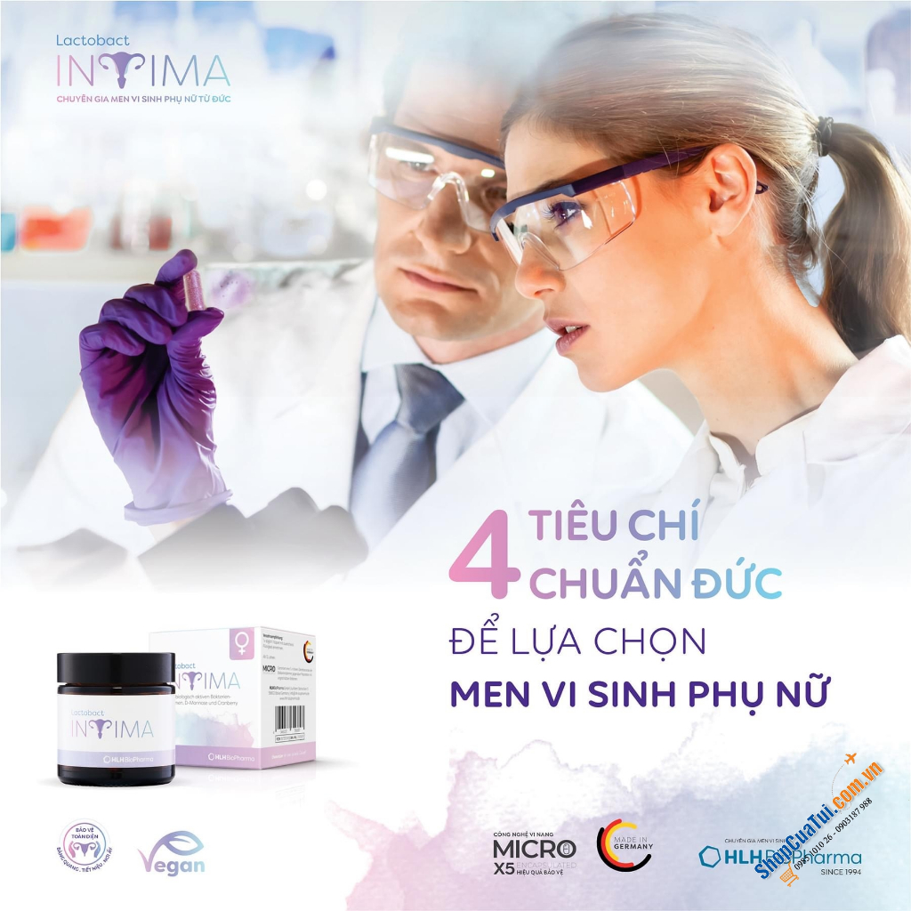 Viên uống men vi sinh Lactobact Intima dành cho phụ nữ- Út store