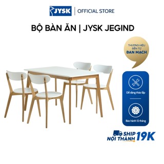 Bộ bàn ăn | JYSK Jegind | gỗ công nghiệp/gỗ cao su | trắng/sồi