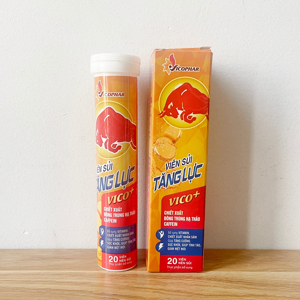 Viên sủi tăng lực Vico+ bò húc, tăng sinh lực, giảm căng thẳng mệt mỏi - 20 viên