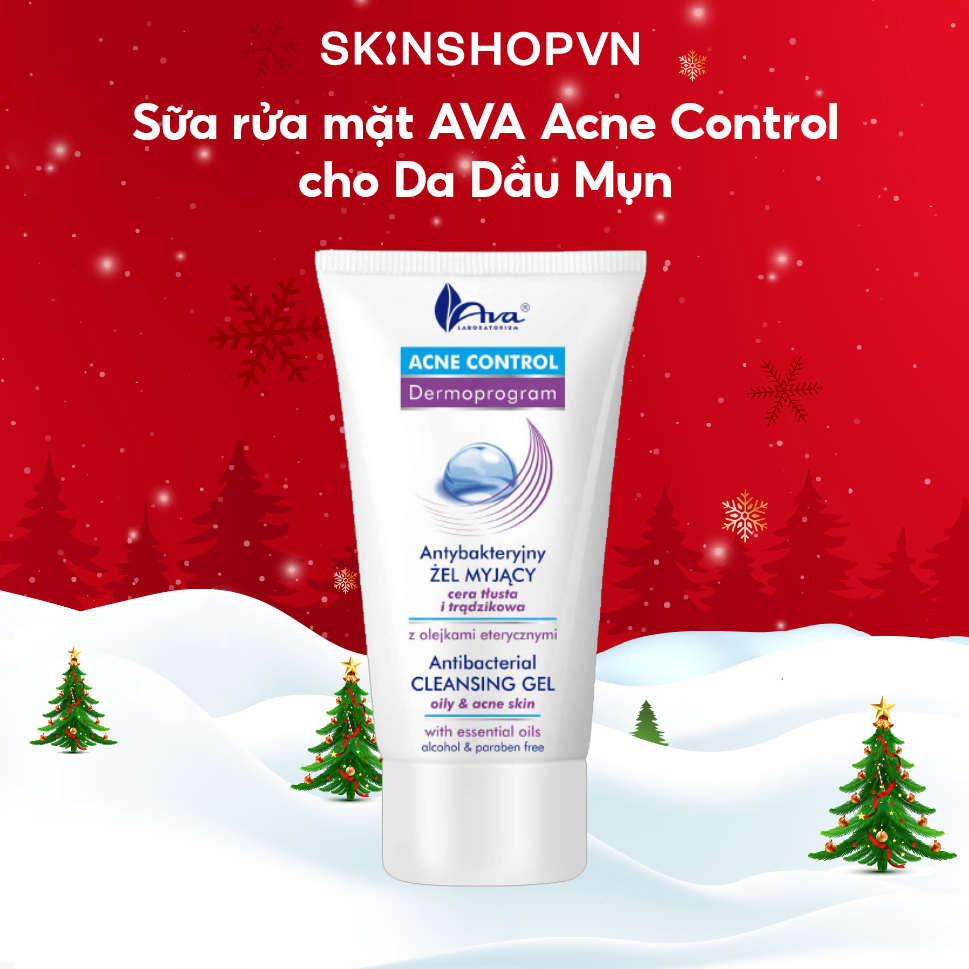 Sữa rửa mặt AVA Acne Control cho da Dầu Mụn - Face Wash Antibacterial Cleansing Gel 150ml