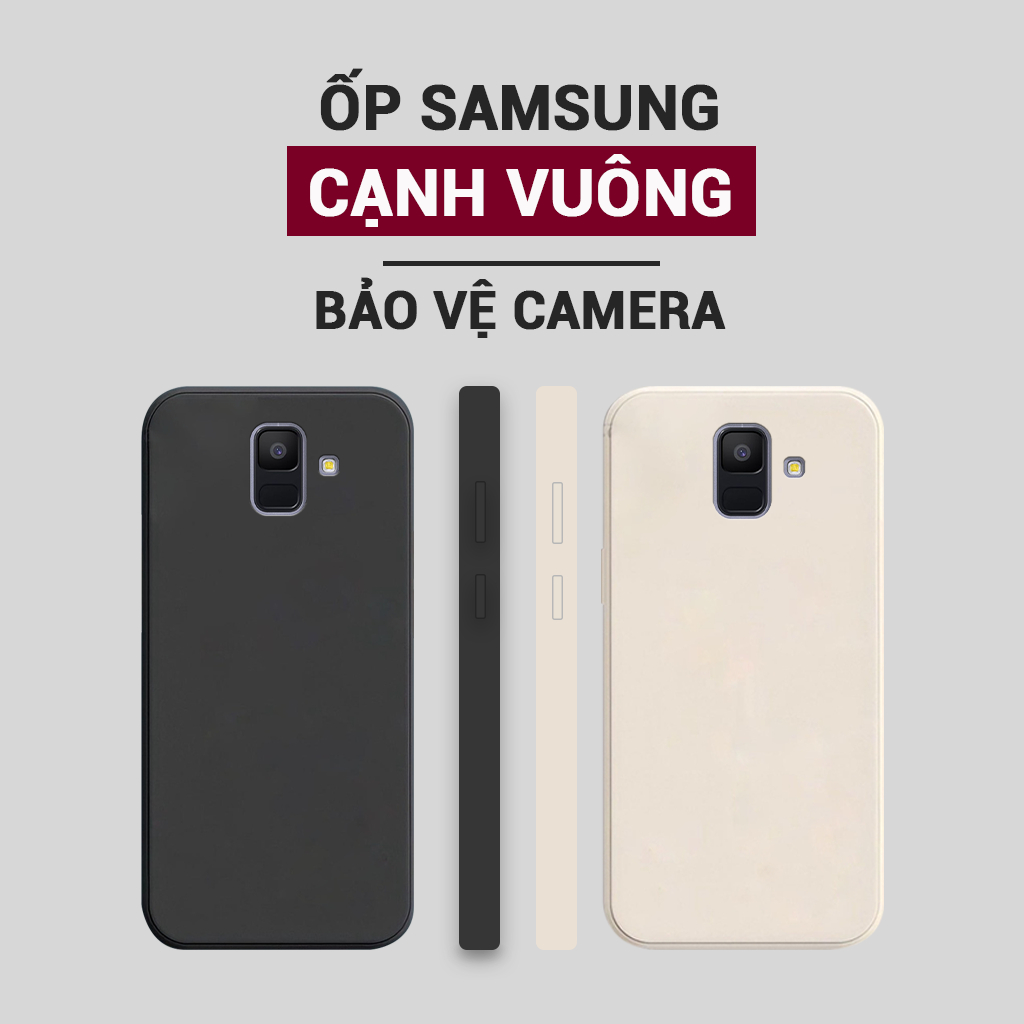 Ốp lưng Samsung Galaxy A6 2018/ A6 Plus/ A6+ viền vuông bảo vệ camera, chống bám vân tay