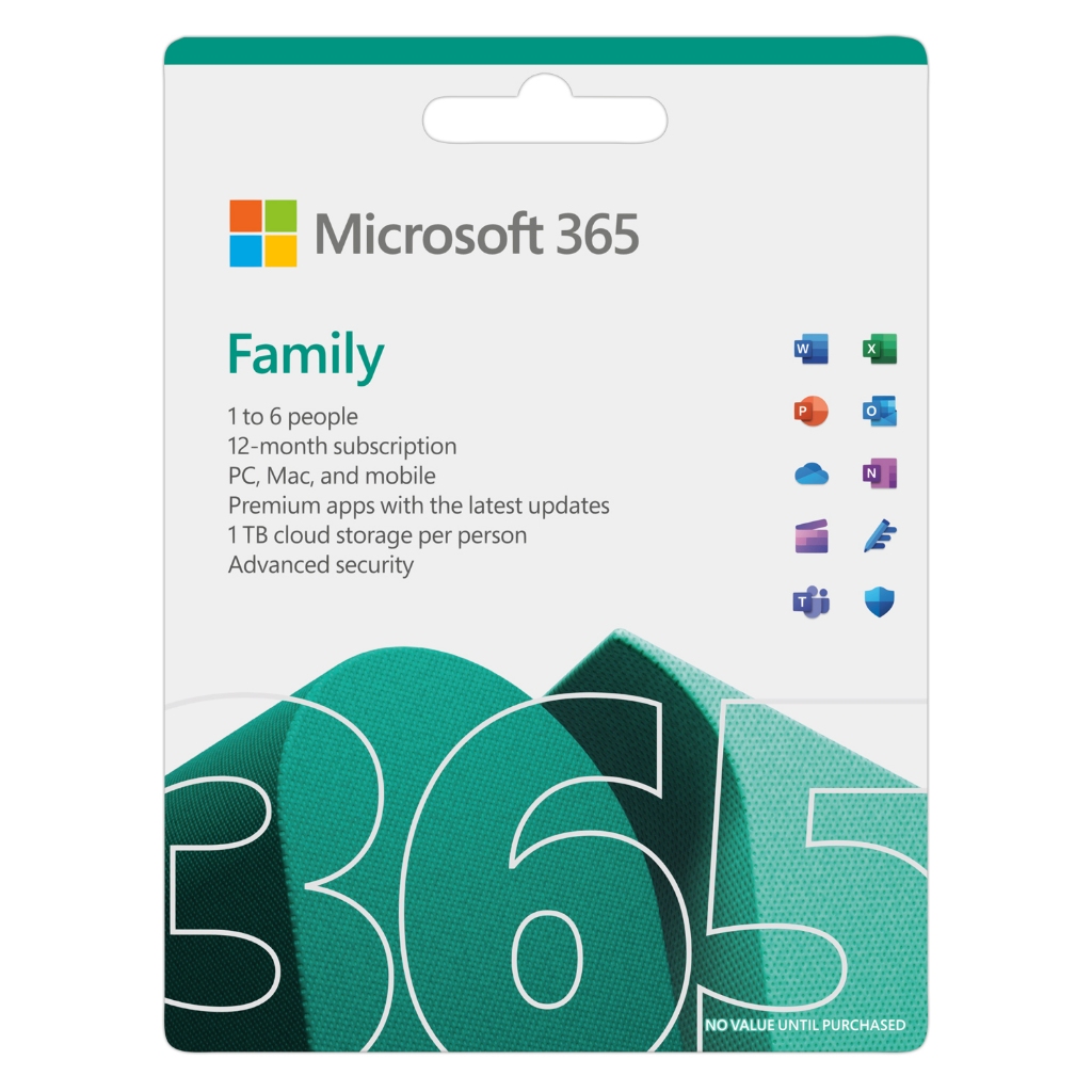 Phần mềm Microsoft 365 Family |12 tháng | Dùng tối đa 6 người| 5 thiết bị/người | Word, Excel, PowerPoint | 1TB Lưu trữ | BigBuy360 - bigbuy360.vn