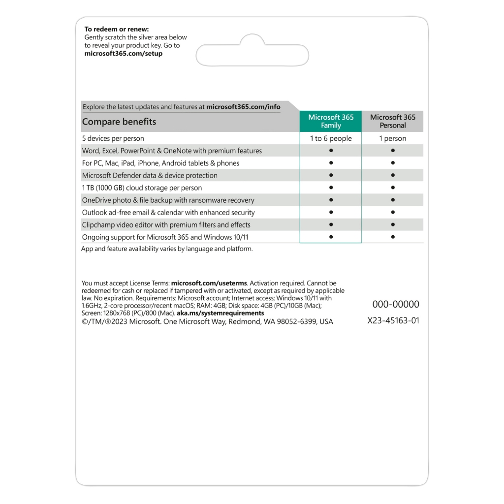 Phần mềm Microsoft 365 Family |12 tháng | Dùng tối đa 6 người| 5 thiết bị/người | Word, Excel, PowerPoint | 1TB Lưu trữ | BigBuy360 - bigbuy360.vn