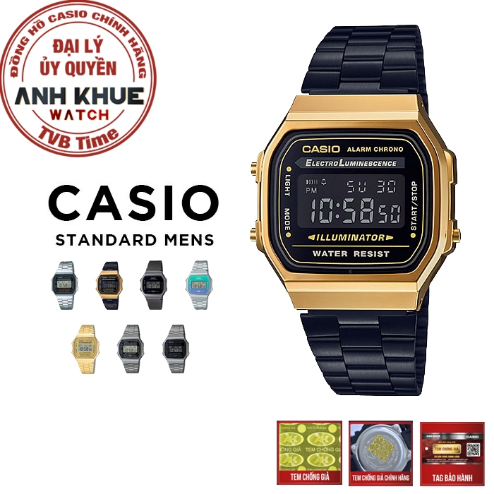 Đồng hồ unisex dây kim loại Casio chính hãng A168 Series (36mm)