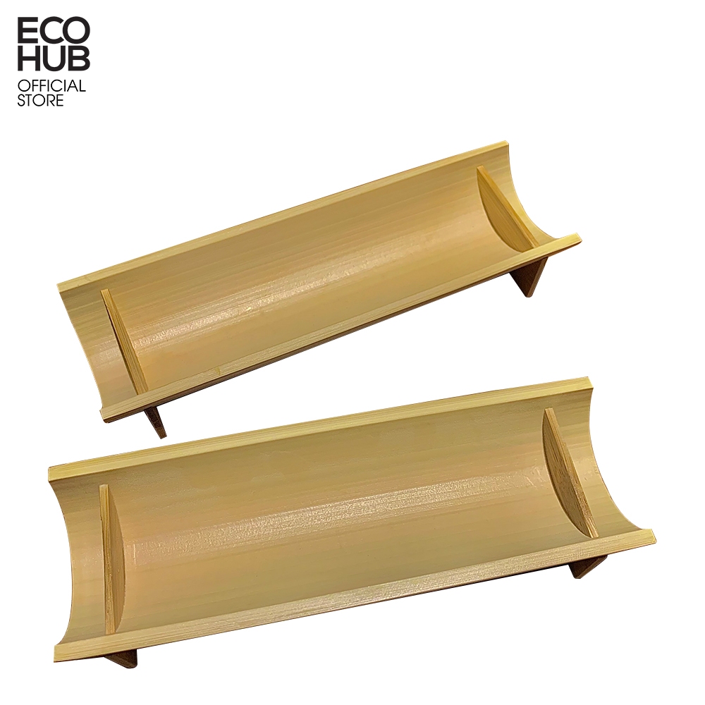 Khay tre đơn giản ECOHUB đựng đồ ăn, Sashimi cá hồi, size 25x8cm | E00396