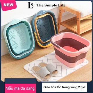 Chậu ngâm chân gấp gọn, thau, chậu, bồn ngâm chân massage có tay cầm thư giản bằng silicon xếp gọn