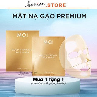 Mặt nạ gạo premium gold hydrogel rice mask dưỡng trắng cấp ẩm dưỡng da an toàn hộp 3 miếng