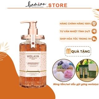 Sữa gel tắm trắng da WEILAIYA hương nước hoa hồng Damask dưỡng ẩm da trắng sáng mịn màng (Sẵn Số Lượng)
