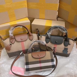 Túi xách dáng bánh bao cúc tròn size 16 và size 22 hoạ tiết BBR hàng nội địa Trung có dây đeo chéo ảnh thật - 2316