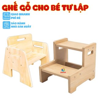 Ghế ngồi bằng gỗ cho bé - ghế tự lập - ghế tiêu chuẩn kích thước mầm non montessori