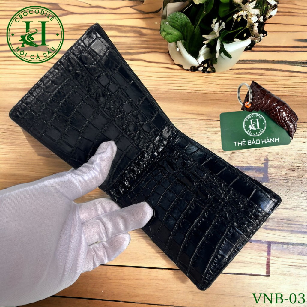 Bóp Ví Da Nam Thiết Kế Ngang Chất Liệu Da Bụng Cá Sấu 2 Mặt Cao Cấp, Cam Kết Da Cá Sấu Thật 100% V07