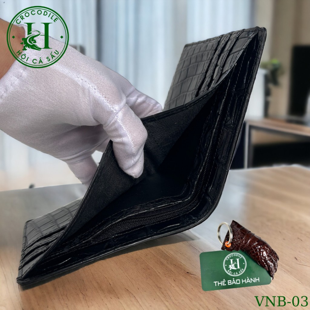 Bóp Ví Da Nam Thiết Kế Ngang Chất Liệu Da Bụng Cá Sấu 2 Mặt Cao Cấp, Cam Kết Da Cá Sấu Thật 100% V07
