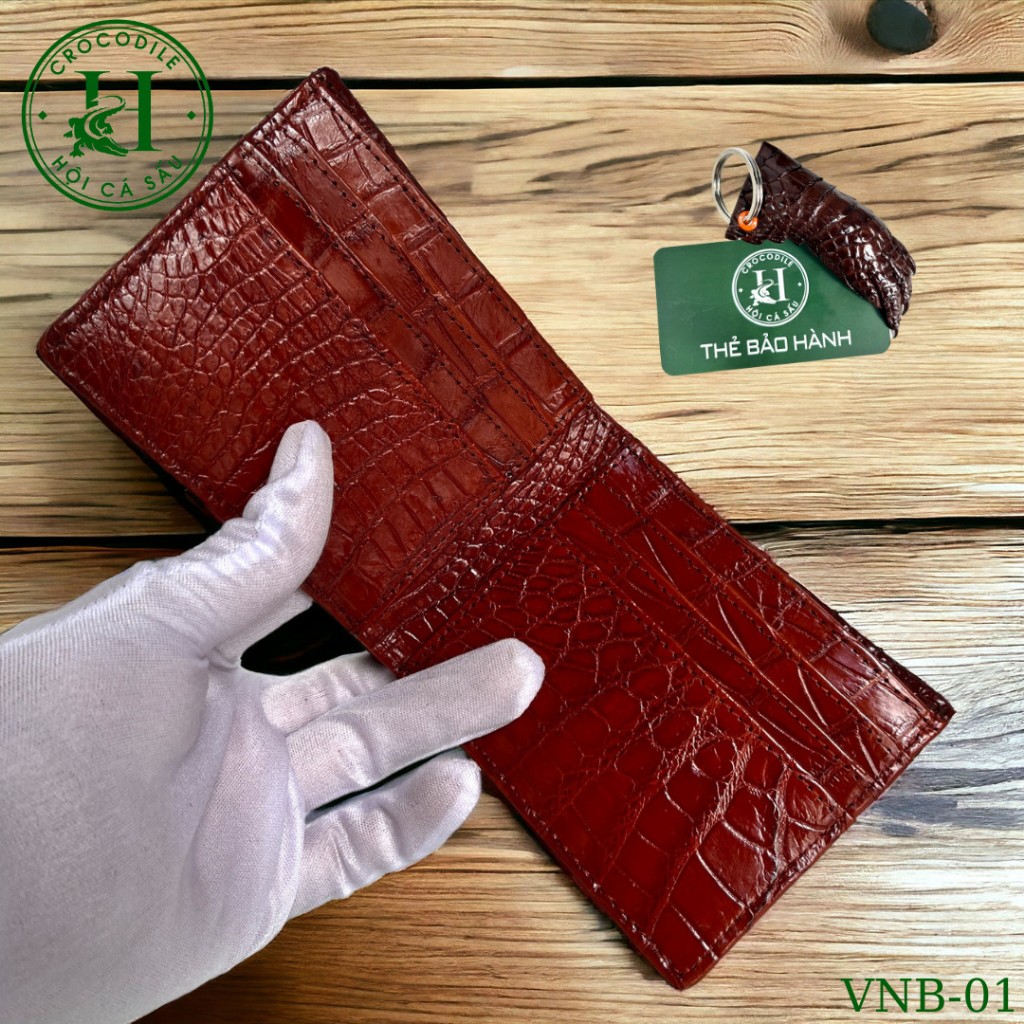 Bóp Ví Da Nam Thiết Kế Ngang Chất Liệu Da Bụng Cá Sấu 2 Mặt Cao Cấp, Cam Kết Da Cá Sấu Thật 100% V07
