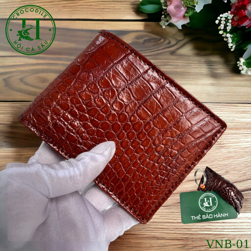 Bóp Ví Da Nam Thiết Kế Ngang Chất Liệu Da Bụng Cá Sấu 2 Mặt Cao Cấp, Cam Kết Da Cá Sấu Thật 100% V07