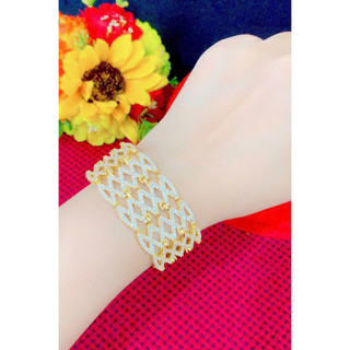 Lắc tay nữ bản lớn màu vàng 18 màu bạch kim cao cấp mẫu mới về