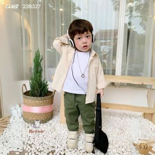 Bộ quần áo sơ mi tay dài quần dài cho bé trai mặc đi học đi chơi SHUSHI babyshop 1 đến 7 tuổi