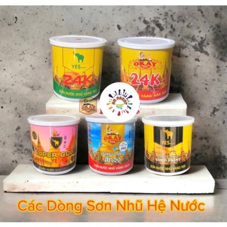 [Tặng cọ] Sơn Nhũ vàng, nhũ đồng hệ nước cao cấp 850g - dùng cho chậu, thạch cao, xi măng, bê tông
