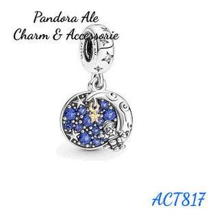 Charm pan ale treo hình ông già noel cỡi mặt trăng bạc s925