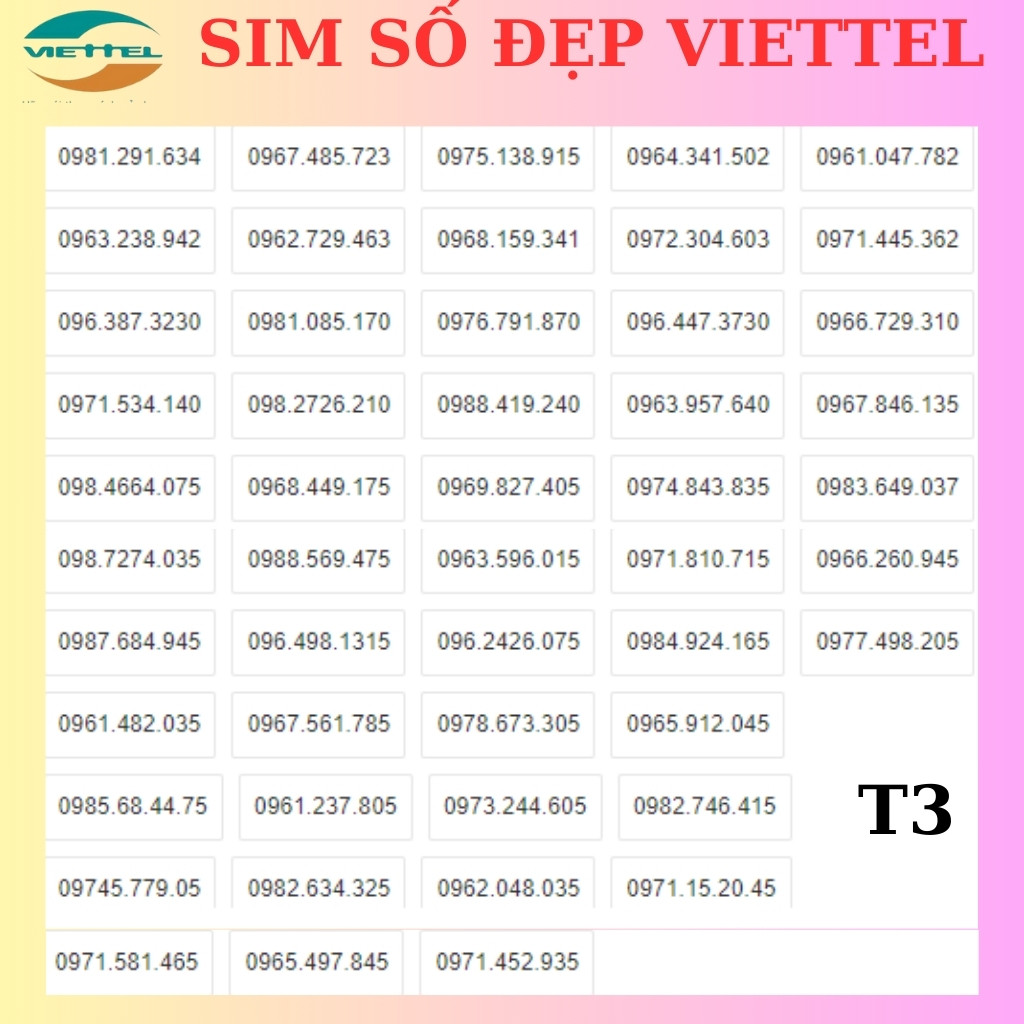 Sim Viettel Số Đẹp,Đầu số 0979,0989,0968,0988,0969,Tự Đăng ký Chính chủ miễn phí.