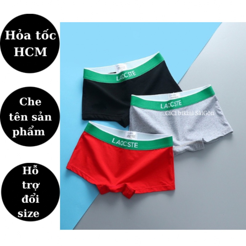 Quần lót boxer nữ & tom boy LACSTE cotton co giãn 4 chiều cạp to 4cm cao cấp cá tính