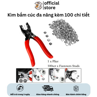 Kìm bấm cúc đa năng kèm 100 chi tiết cúc bằng thép không gỉ