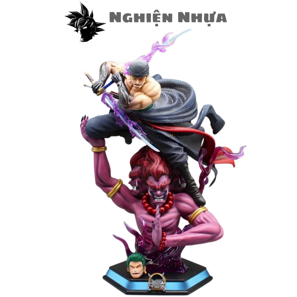 Mô Hình OnePiece Zoro Đứng trên Tượng quỷ Asura - Cao 50cm - nặng 5kg - Phụ Kiện : LED + 2 đầu + 2 Kiếm- Figure OnePiece