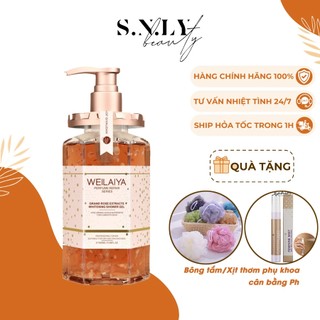 Sữa tắm trắng da hương nước hoa WEILAIYA cánh hoa hồng damask dưỡng ẩm da trắng sáng mịn màng