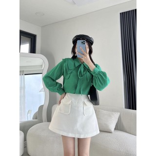 Meet - áo tơ nơ cổ bèo tầng