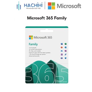 Phần mềm Microsoft 365 Family | 12 tháng | Dành cho 6 người| 5 thiết bị/người | Trọn bộ ứng dụng Office | 1TB lưu trữ